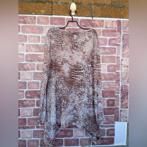 Vivienne Tam brown Burnout Asymmetric Hem tunic medium - Picture 8 of 8